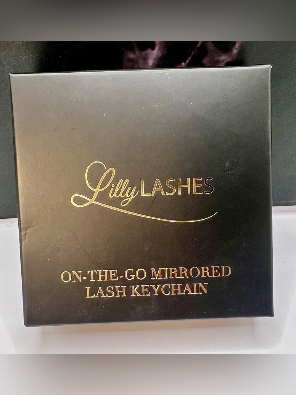 Lilly Lashes On-The-Go Mirrored Lash Keychain - Black & Gold Lashes not included